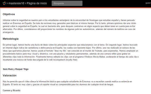 Comentario sobre vídeos en la wiki