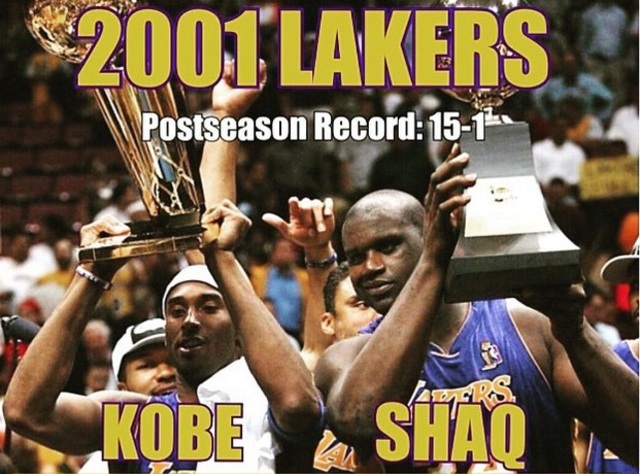 kobe & shaq win their 2nd championship