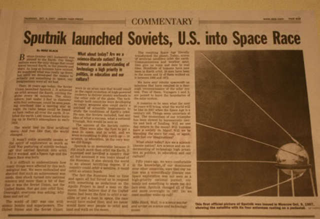 The Soviet Union launches Sputnik
