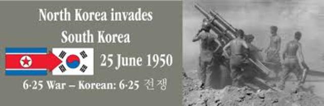 North Korea invades South Korea.