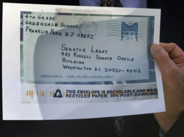 The first two letters containing anthrax are mailed.