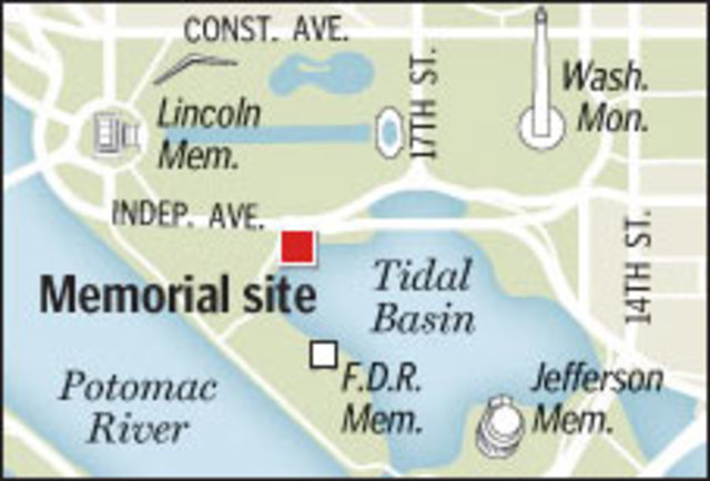 A site is chosen amongst the Cherry Blossoms along the Tidal Basin