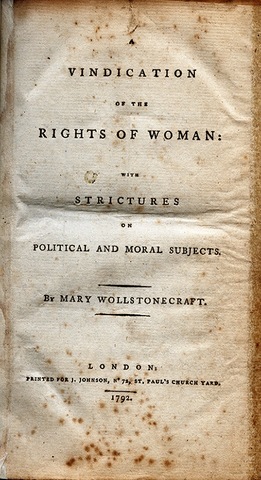 Mary Wollstonecraft publishes A Vindication of the Rights of Woman