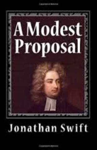 Swift Publishes A Modest Propsal, protesting English treatment of the Irish poor