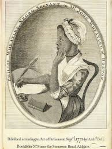African American poet Phillis Wheatley's Poems on Various Subject, Religoious and Moral is published in London