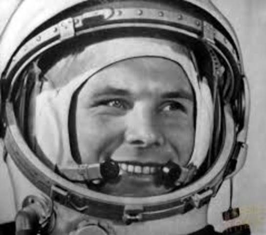 Russian Yuri Gagarin orbits the Earth once