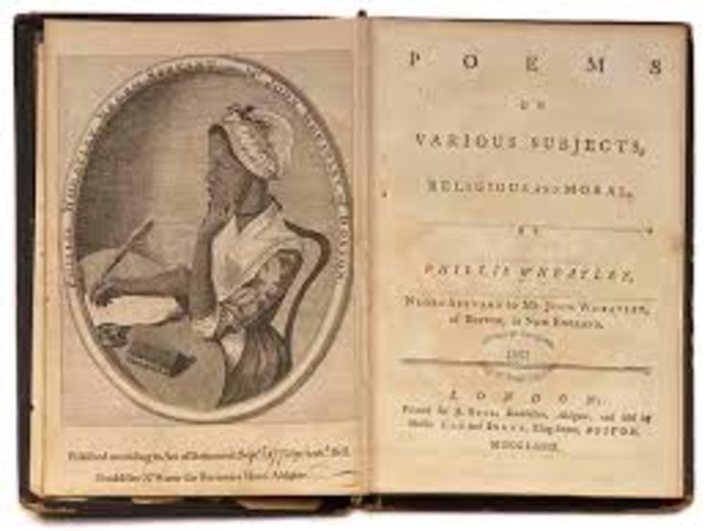 African American poet Phillis wheatley Peoms on Various subect Religious and moral is published in london