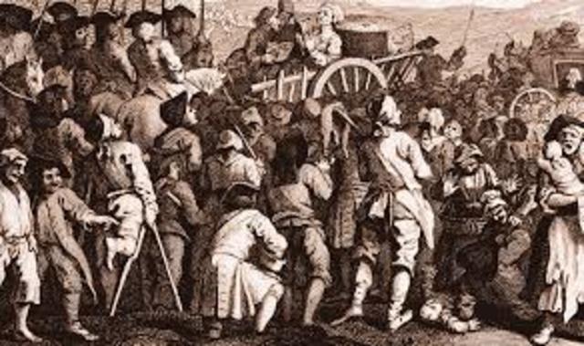 Swift publishes A Modest Proposal, protesting English treatment of the Irish poor.