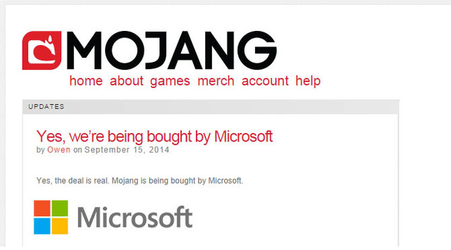 מכירת מיינקראפט למיקרוסופט