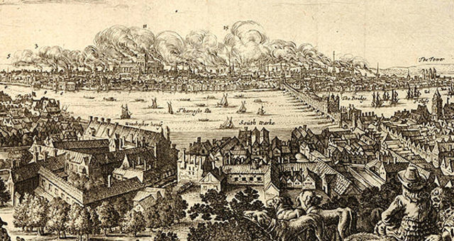 Great Fire destroys much of London.