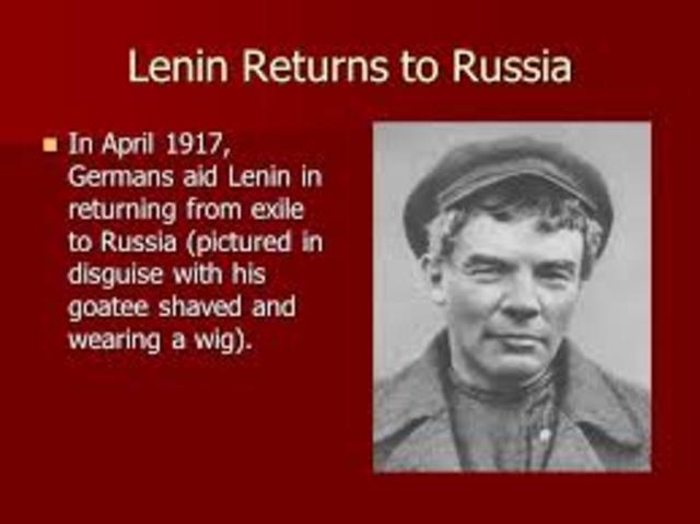 Lenin returns to Russia from exile