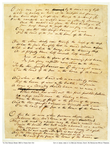 Writing of The Star Spangled Banner