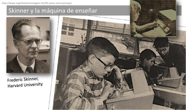 SKINNER creó una máquina con un programa estilo tutorial y lineal basado en la teoría conductista