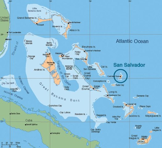 Colón llega a Guanahani