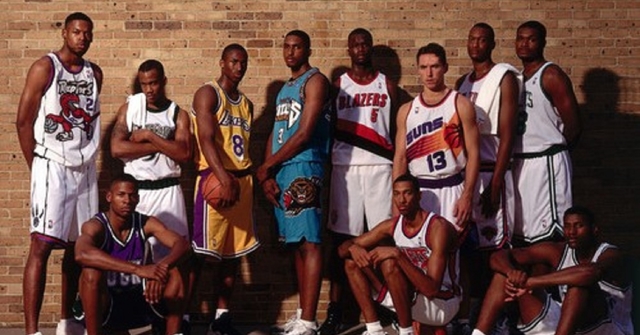 Kobe gets selected 13th overall to the Charolette Hornets.  He gets traded to the Los Angeles Lakers later.