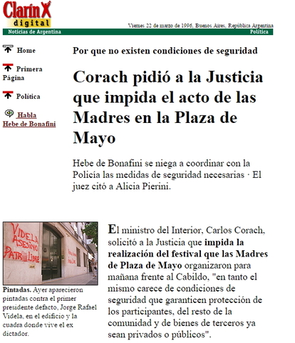 Corach impide acto madres de plaza de mayo
