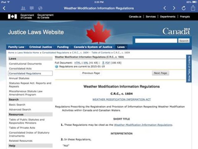 Weather modification information act