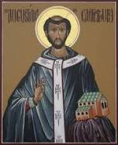 Saint Augustine of Canterbury arrived in England to begin the conversion of the English.