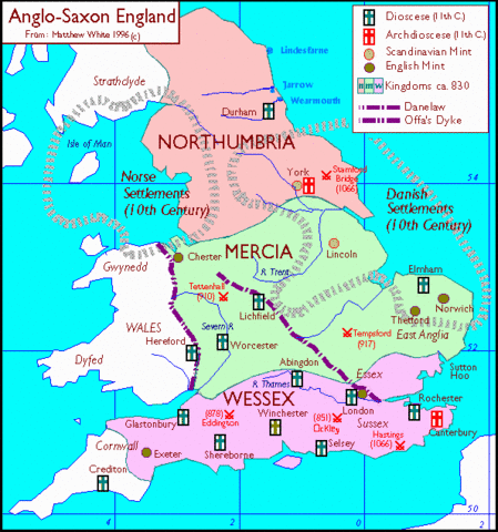King Alfred creates "Angleland"