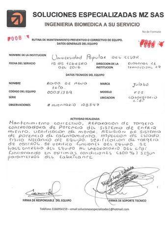 Baño de Maria F25 Mantenimient