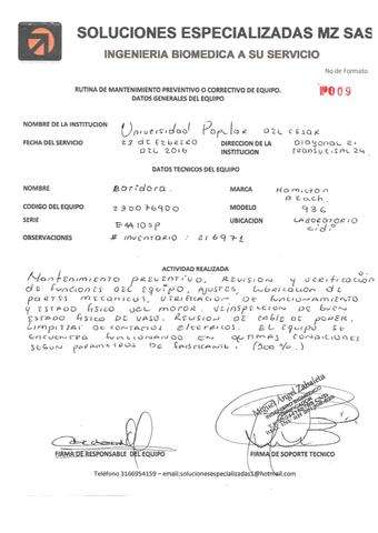 Batidora industrial Mantenimiento