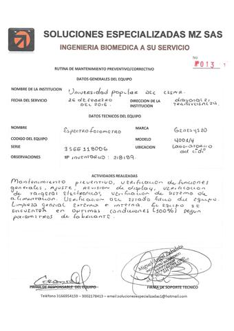 Espectofotometro genesys 20 Mantenimiento