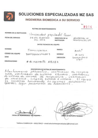 Termoreactor B426 Mantenimiento Preventivo de