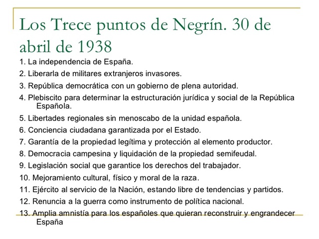 Publicación de Los Trece Puntos de Negrín
