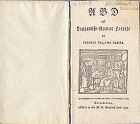 Esimene koostaja nime ning tiitellehega aabits.