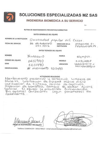 Mantenimiento Microscopio Olympus 202493