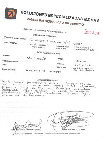 Microscopio 202495 Mantenimiento Preventivo