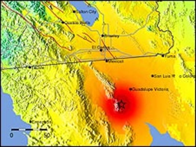 Terremoto de 7.2 grados que sacudió a Mexicali, Baja California, México.