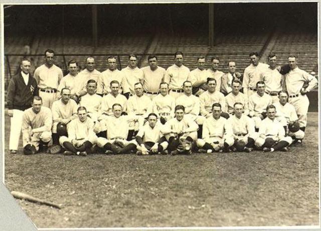 These are the Yankees in 1926 with Babe Ruth in the middle of the team.