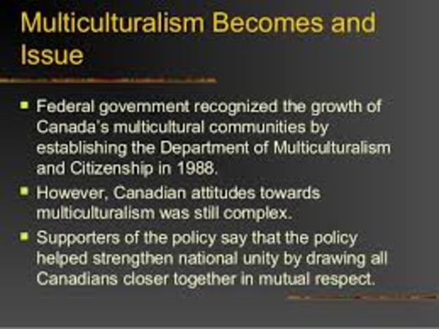 Department of Multicultarism formed 1988