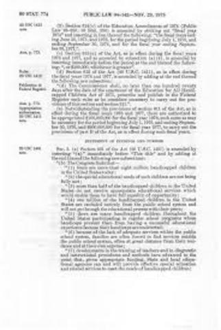 PASSAGE OF PUBLIC LAW 94.142