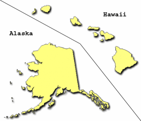 Alaska and Hawaii become States
