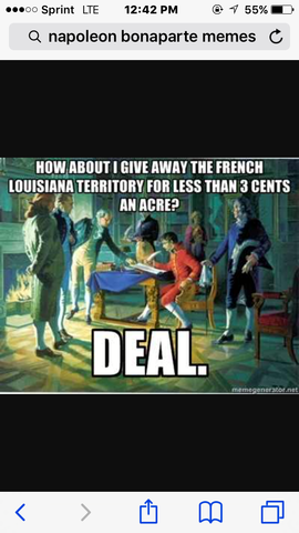 Napolean sells the Louisiana Purchase to the US