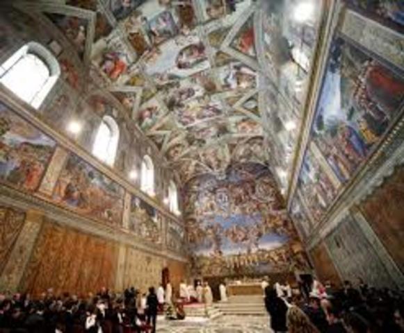 Michelangelo painting in the Sistine Chapel