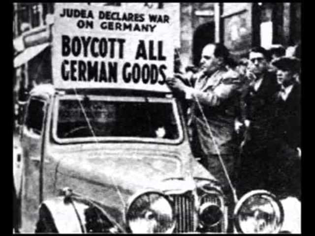 Boycott of Jewish-owned shops and businesses in Germany.