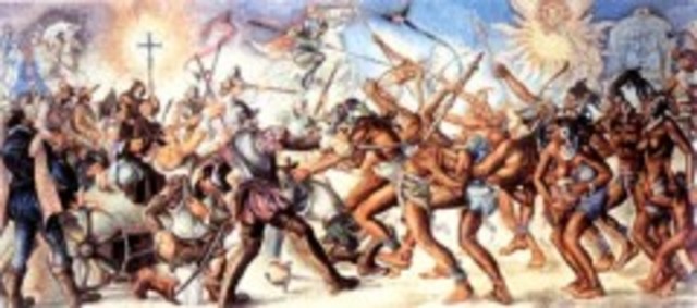 Los españoles derrotan a los Quichés