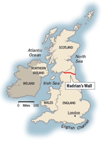 121 AD Hadrian builds a wall to keep out invaders