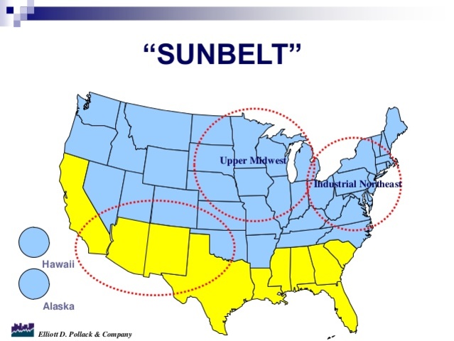 Rust Belt and Sun Belt (why did people move there)