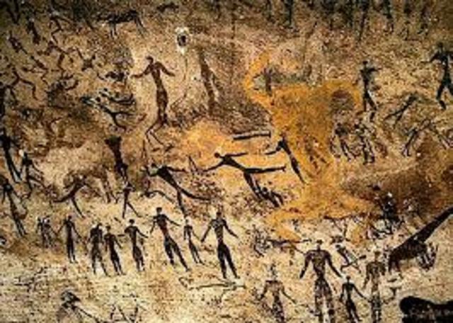 20000-10000 Totemismo y zoolatría.-Jerarquía familiar y patriarcal.- Pintura rupestre y artesanía instrumental.- Mesolítico.