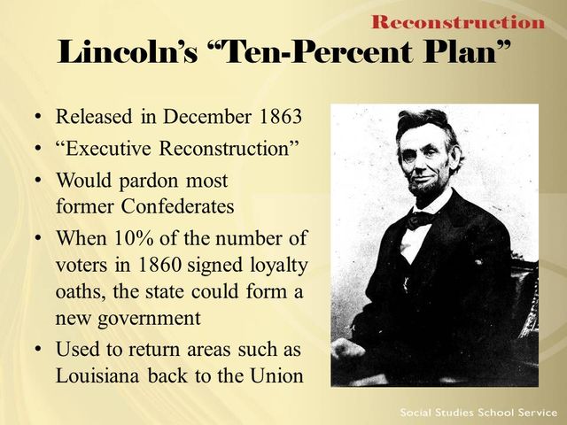 Lincoln announces Ten Percent Plan