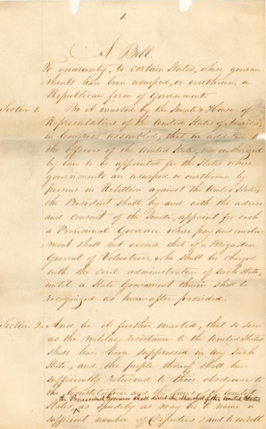 Lincoln vetoes Wade-Davis BIll