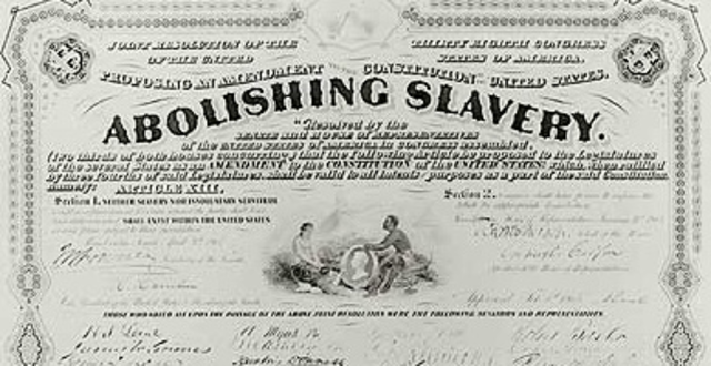 13th Amendment approved and ratified by Congress