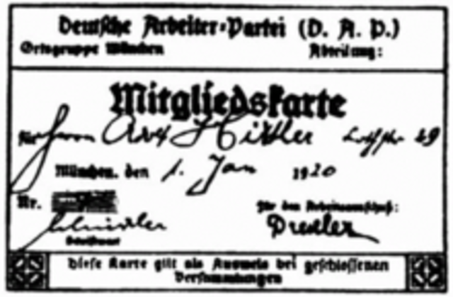 HITLER JOIN THE "GERMAN WORKER'S PARTY"