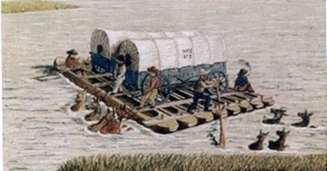 First Wagons cross Oregon trail