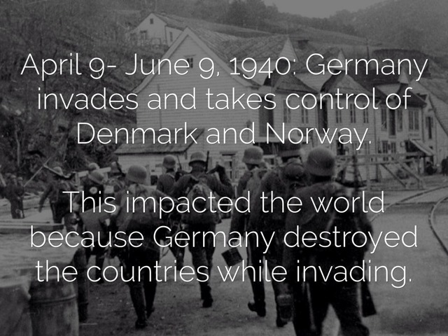 Germany invades Norwayand Denmark