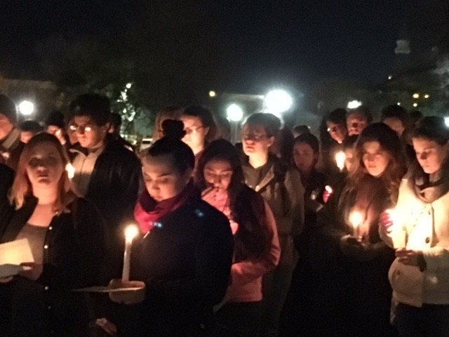 Candlelight Vigil held outside President's residence on Baylor campus